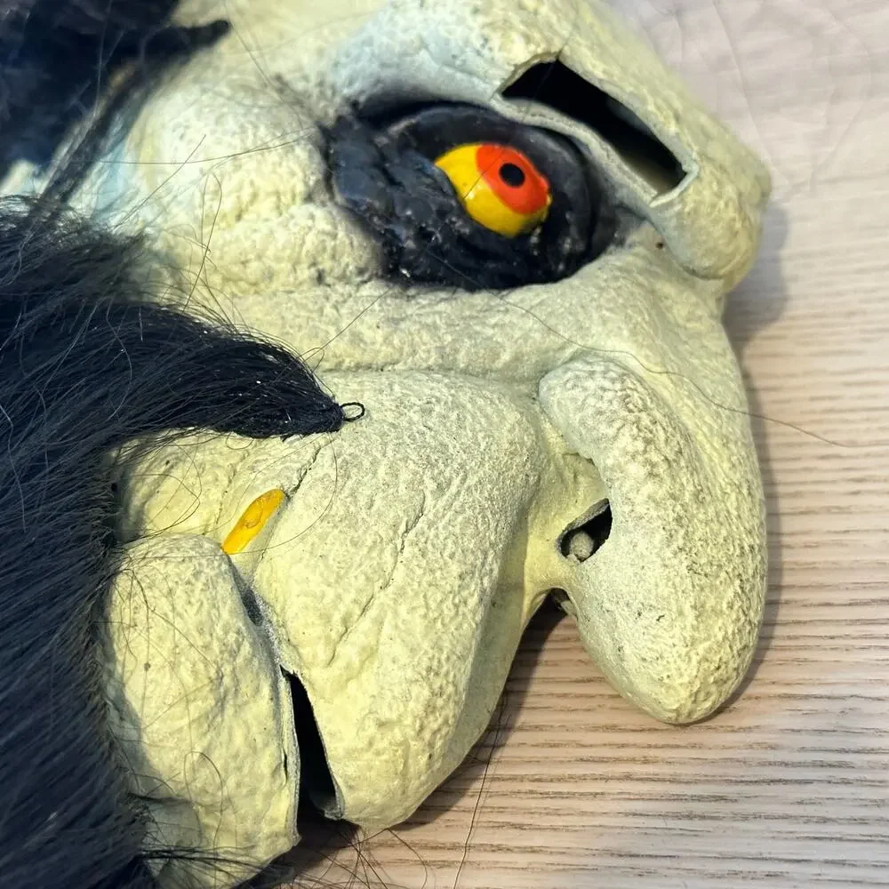 1999 Paper Magic Group Halloween Mask Warlock Troll Ogre Long Black Hair Beard